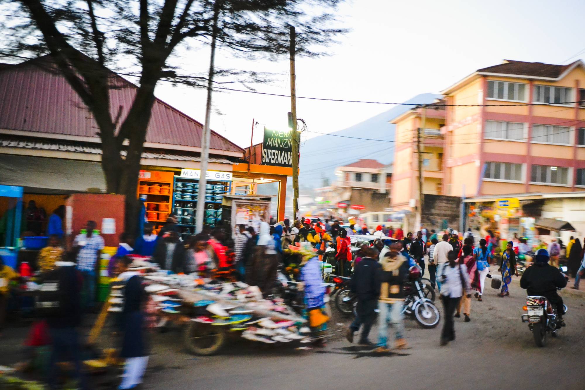 A busy city scene from Arusha, Tanzania.